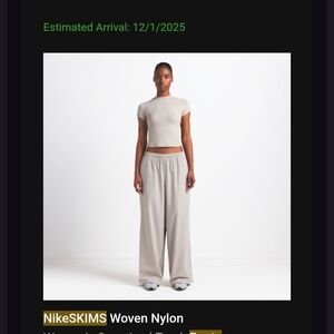 SKIMS Wide-Leg Woven Nylon Pants Only — Light Taupe